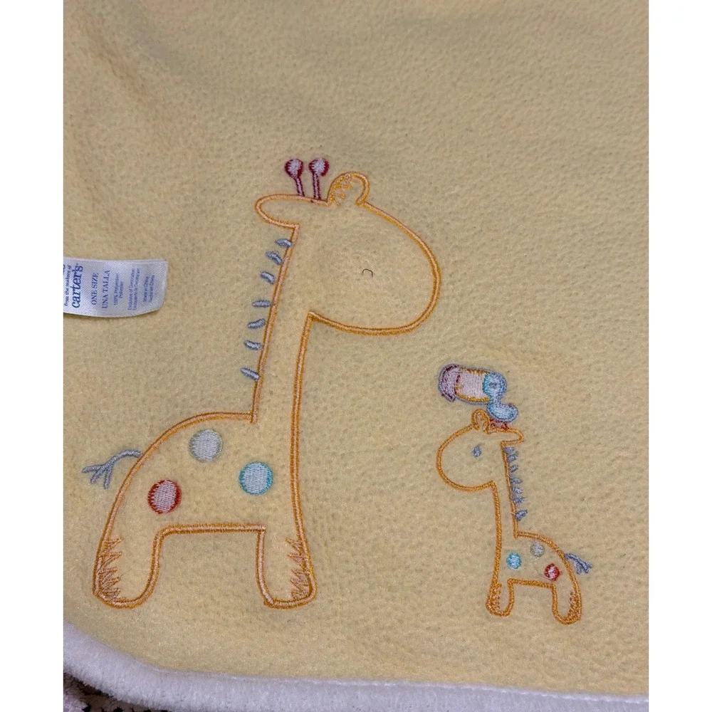 Child of Mine by Carters Yellow Fleece Baby Blanket Giraffe Embroidery squeaktoy